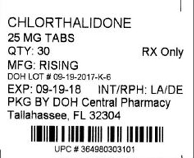 chlorthalidone 25mg.jpg Label Image for 25mg - chlorthalidone 25mg